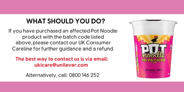 Piri Piri Chicken Pot Noodle recalled from sale 793_Noodle.jpg